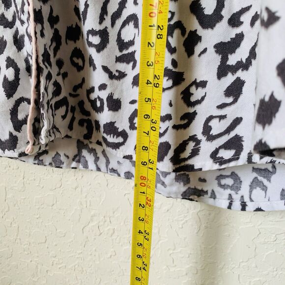 Victoria Secret Sleep Shirt Dress M White Animal Print Button Down Long Sleeve - Picture 8 of 9